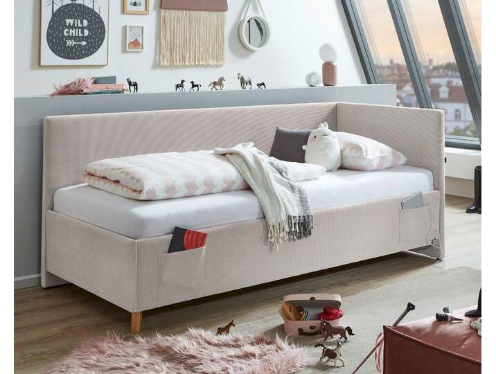 meise.möbel »Cool II« Jugendbett Cord 140x200 cm / anthracite / mit Rückenteil / mit Bettkasten / mit Matratze / Härtegrad H2/H3 von Meise