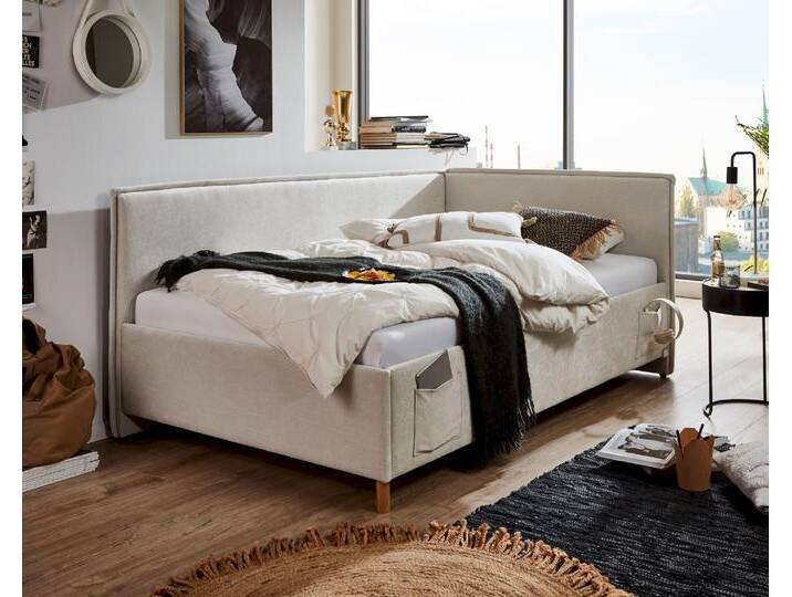 meise.möbel »Fun II« Jugendbett 140x200 cm / grau / mit Rückenteil / mit Bettkasten / mit Matratze / Härtegrad H2/H3 von Meise