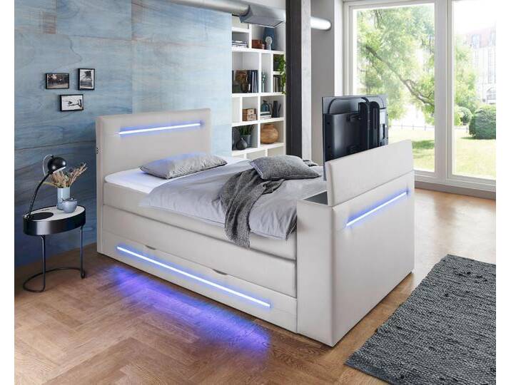 meise.möbel »Jupiter« Boxspringbett inkl. TV-Lift und Bettkasten in weiß – erhältlich in 8 Größen von Meise