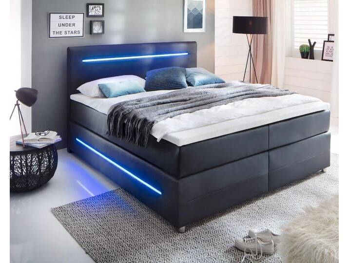 meise.möbel »Lights« Boxspringbett schwarz 160x200 cm / Bonnell-Federkern inkl. Topper von Meise