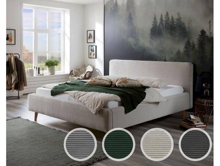meise.möbel »Mattis« Polsterbett Cord mit Bettkasten 140x200 cm / grau / mit Bettkasten von Meise