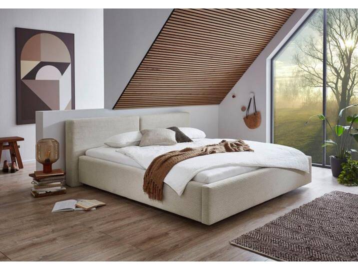 meise.möbel Polsterbett Cube wahlweise mit Matratze und Bettkasten, extra flaches Kopfteil, erhältlich in den Breiten 140cm, 160cm & 180cm, beige von Meise