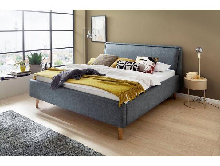 meise.möbel Polsterbett Frieda, blau, Ohne Lattenrost und Bettkasten, Füße eichefarben, ocean von Meise