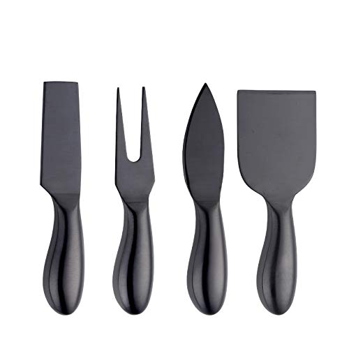 Meisha 4 Stück Käsemesser Set, Premium Edelstahl Käse Slicer Käseschneider Perfekt für Partys Hochzeit Weihnachten Geburtstag - Schwarz von Meisha