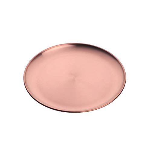 Meisha Rundes Serviertablett aus Edelstahl, 22,9 cm Durchmesser, silberfarben für Obst, Tee, Snacks, Pizza, Backform für Zuhause, Restaurant, Café rose gold von Meisha