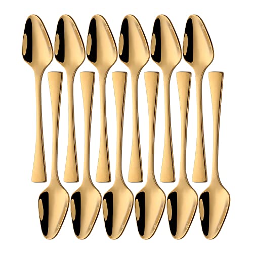 Meisha Teelöffel 12-teilig Set aus Edelstahl, hochglanzpoliert, 14.8cm Kaffeelöffel Ideal für den täglichen Gebrauch, Schlichtes Design, Gold von Meisha