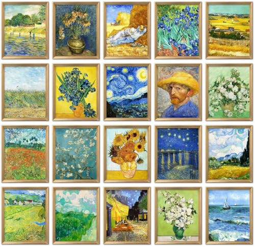 Meishe Art Kunstdruck-Set Vincent van Gogh (20x25 cm) - Berühmte Postimpressionismus-Gemälde, Bunte Galerie-Wanddekoration für Schlafzimmer, Büro & Zuhause (20er Set, Ungerahmt) von Meishe Art