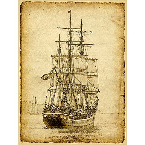 Meishe Art Poster Jahrgang Alte Poster Jahrgang Alte Segelschiff Nautische Segelboot Plakate Drucken Plakatdrucke Dekoration Kunst Wand Dekor Segelschiff Nautische(30cmx40cm) von Meishe Art