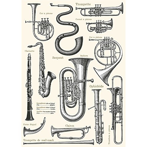 Meishe Art Poster Kunstdrucke Plakatdruck Spielen eines Instruments Saxofon Trompete Klarinette Bugle Musik Plakate Drucken Identifizierung Bezug Sammlung Abbildung Klassenzimmer Wand Dekor von Meishe Art