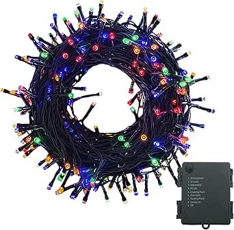 Meision Lichterkette Batterie 20m 200LEDs, Lichterkette Außen Inner mit Timer, 8 Modi, Speicherfunktion, Lichterkette Outdoor Batterie Weihnachtsbaum für Party, Balkon, Zimmer, Bunt von Meision