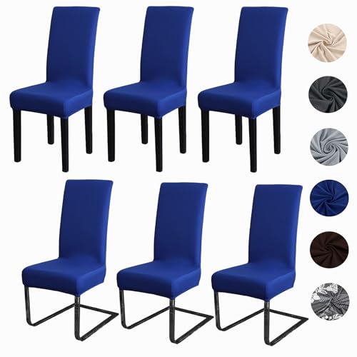Meision Stuhlhussen 4 oder 6er Set Stretch Stuhlhussen Abnehmbare waschbar Spandex Stuhlüberzug Stuhlbezug Stretch Universale für Hotel, Bankett, Restaurant, Zuhause(6er Set, Marineblau) von Meision