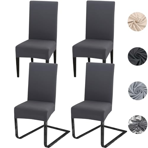 Meision Stuhlhussen 4 oder 6er Set, Abnehmbare waschbar Spandex Stuhlüberzug Stuhlbezug Stretch Universale für Hotel, Zeremonie, Bankett, Restaurant, Zuhause(4er Set, Anthrazit) von Meision