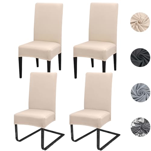 Stuhlhussen 4 oder 6er Set Stretch Stuhlhussen Abnehmbare waschbar Spandex Stuhlüberzug Stuhlbezug Stretch Universale für Hotel, Zeremonie, Bankett, Restaurant, Zuhause(4er Set, Beige) von Meision