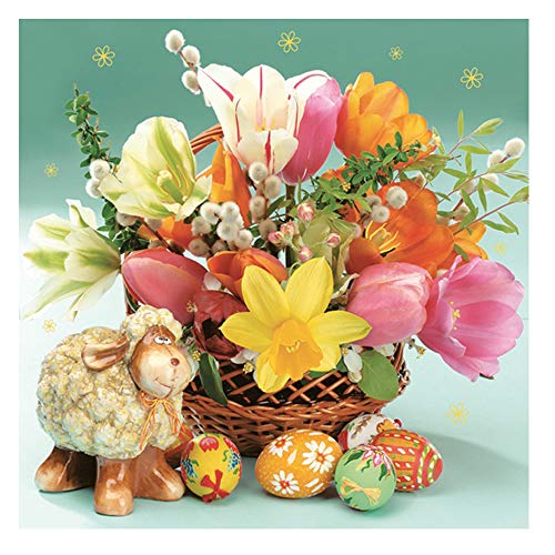 20 Servietten / Napkins Ostern - ca. 33 x 33 cm 3-lagig - Osterkorb Eier Blumen Lamm - Tisch-Deko Basteln Serviettentechnik von Meissner-Handel