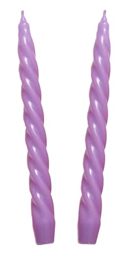 Auswahl Farbe + Menge - Spiralkerze Spitzkerze Stabkerze Renaissancekerze Tafelkerze Leuchterkerze ca. Ø 22 x 220 mm gedreht hier: 2 Kerzen flieder (matt) von Meissner-Handel