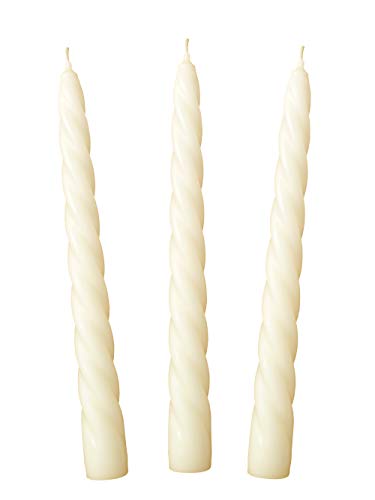 Auswahl Farbe + Menge - Spiralkerze Spitzkerze Stabkerze Renaissancekerze Tafelkerze Leuchterkerze ca. Ø 22 x 220 mm gedreht hier: 3 Kerzen creme (matt) von Meissner-Handel