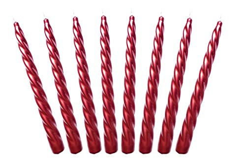Auswahl Farbe + Menge - Spiralkerze Spitzkerze Stabkerze Renaissancekerze Tafelkerze Leuchterkerze ca. Ø 22 x 230 mm gedreht hier: 8 Kerzen rot metallic von Meissner-Handel
