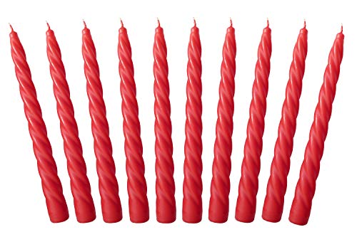 Auswahl Farbe + Menge - Spiralkerze Spitzkerze Stabkerze Renaissancekerze Tafelkerze Leuchterkerze ca. Ø 22 x 230 mm gedreht hier: 10 Kerzen rot (matt) von Meissner-Handel