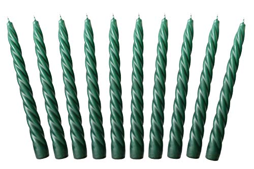 Auswahl Farbe + Menge - Spiralkerze Spitzkerze Stabkerze Renaissancekerze Tafelkerze Leuchterkerze ca. Ø 22 x 220 mm gedreht hier: 10 Kerzen tannengrün/dunkelgrün (matt) von Meissner-Handel
