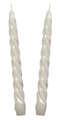 Auswahl Farbe + Menge - silber verzierte Spiralkerze Spitzkerze Stabkerze Renaissancekerze Tafelkerze Leuchterkerze ca. Ø 22 x 220 mm gedreht hier: 2 Kerzen grau (matt) / silber von Meissner-Handel