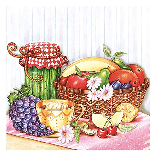 Auswahl Motiv - 20 Servietten / Napkins - ca. 33 x 33 cm 3-lagig - Obstkorb Traube Banane Äpfel Birne Orange - Tisch-Deko Basteln Serviettentechnik von Meissner-Handel