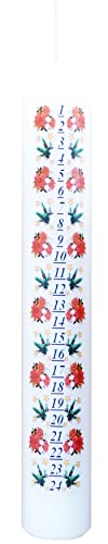 Meissner-Handel - Auswahl - Weihnachtskerze/Adventskerze/Adventskalender 4 x 24 cm weiß (011) - jeden Tag EIN Stückchen abbrennen - Auswahl Motiv von Meissner-Handel