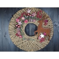 Hoop Advent Trockenblumen Wandkranz Türkranz Größe 40 cm von MeissnerFloristik