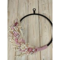 Hoop Loop Türkranz Advent Weihnachtlich Flowerhoop Trockenblumen Rosa Weiß von MeissnerFloristik