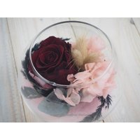 Trockenblumen Gesteck Mit Stabilisierter Rose Bordeauxe von MeissnerFloristik