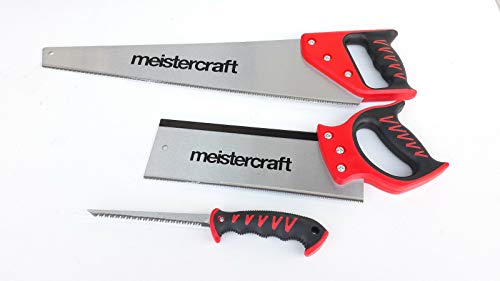 3-teiliges Sägenset Handsäge Rückensäge Stichsäge Fuchsschwanz Säge Werkzeug Neu von Meister