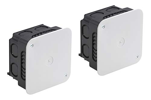 Meister Abzweigkasten Unterputz-100 x 100 x 45 mm-2 Stück-14 Kabeldurchführungen-Mit Deckel-Für den trockenen Innenbereich/Unterputzdose im Set/Verteilerdose für Innenausbau / 7461130 von Meister