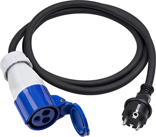 Meister CEE-Adapterleitung - 1,5 m Kabel - CEE-Kupplung & Schutzkontakt-Stecker - Robuste Gummileitung H07RN-F3G 2,5 mm² - 16 A / 230 V - IP44 Außenbereich / Campingkabel / Campingadapter / 7425280 von Meister