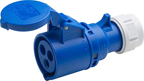Meister CEE-Kupplung - 3-polig - blau - 230 V - 16 A - Maximaler Kabelquerschnitt 2,5 mm² (flexible Adern) & 4,0 mm² (starre Adern) - IP44 Außenbereich / Caravan-Kupplung mit Klappdeckel / 7425230 von Meister