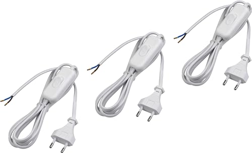 Meister Euro-Zuleitung mit Schalter - 2 Meter - weiß - 3 Stück im praktischen Set - Kunststoffleitung H03VVH2-F2X0,75 - 2 Adern - IP20 / Anschlussleitung mit Euro-Stecker / Anschlusskabel / 7442560 Meister Euro-Zuleitung mit Schalter - 2 Meter - weiß - 3 Stück im praktischen Set - Kunststoffleitung H03VVH2-F2X0,75 - 2 Adern - IP20 / Anschlussleitung mit Euro-Stecker / Anschlusskabel / 7442560 von Meister