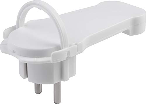 Meister Flachstecker weiß - Mit Klappbügel - Geeignet für Leitungen mit 1,5 mm² Kabelquerschnitt - IP20 Innenbereich / Schutzkontakt-Winkelstecker extraflach / Schuko-Stecker / 7421070 von Meister