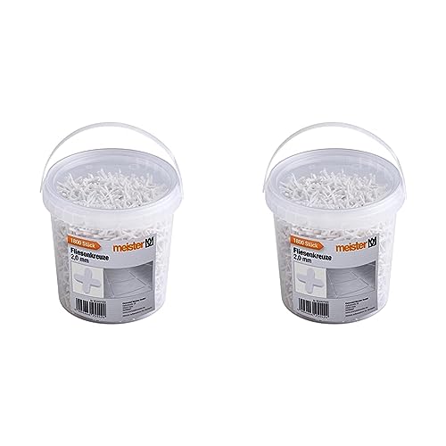 Meister Fliesenkreuze 2,0 mm - Praktisches Set mit 1800 Stück - Aus robustem Polypropylen - weiß/Fliesenzubehör/Fliesenverlegehilfe/Fugenkreuze / 4427000 (Packung mit 2) von Meister