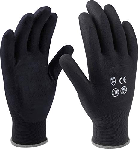 Meister Handschuh Gr. 9 / L - Schwarz - 12 Paar im praktischen Set - Beschichtete Innenhandflächen - Gute Griffigkeit & Tastempfinden / Schutzhandschuhe / Montagehandschuhe / 9004200 von Meister