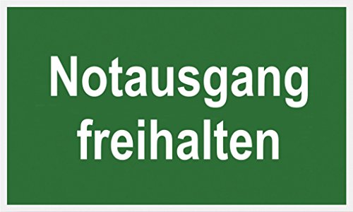 Metafranc Hinweisschild "Notausgang freihalten" - 250 x 150 mm / Beschilderung / Infoschild / Rettungsweg / Fluchtweg / Notausgang / Sicherheitsmarkierung / Gewerbekennzeichnung / 500130 von Metafranc