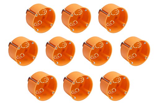 Meister Hohlwanddose Unterputz - 45 mm tief - orange - 10 Stück - Ø 68 mm Fräsloch - Zum Einbau von Schaltern & Steckdosen / Abzweigdose / Schalterdose / Hohlwand-Gerätedose / 7464120 von Meister