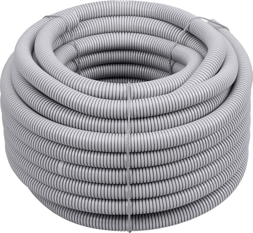 Meister Isolierrohr flexible Ausführung - 25 Meter - lichtgrau - 320 N (leicht) - M25 Gewinde - Flammwidrig - Geeignet für Unterputz & Hohlwände / Wellrohr / Leerrohr / Schutzrohr / 7480620 25 m (M25) von Meister