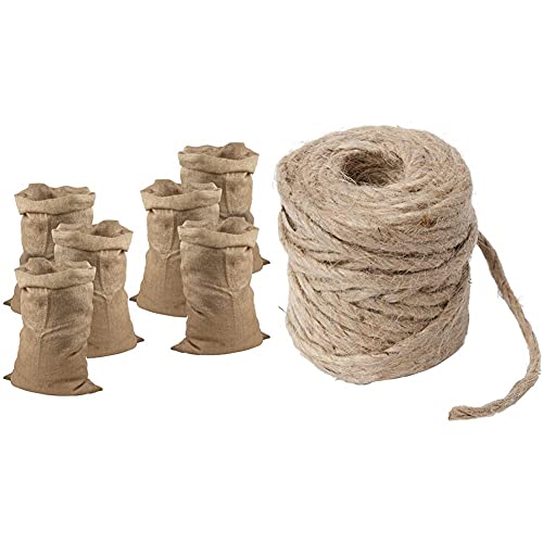 Meister Jutesäcke 105 x 60 cm - 6er Set - 50 kg Traglast - Ökologische Säcke aus Naturfaser - 100% Jute - Strapazierfähig & Windhager Jute-Schnur Jutegarn Bindegarn Bindeschnur, 4mmx50m,06158, beige von Meister