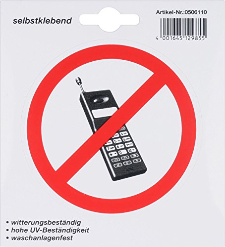 Metafranc Klebesymbol Handyverbot - Ø 97 mm / Beschilderung / Infoschild / Türschild / Verbotsschild / Handyverbot / Gewerbekennzeichnung / 506110 von Metafranc