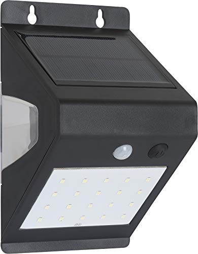 Meister LED-Solarleuchte - schwarz - 4,5 Watt - 200 Lumen - Zur Festinstallation an Hauswänden - Mit Solarpanel & Bewegungsmelder - IP65 Strahlwasserschutz / Außenwandleuchte / Wandfluter / 7490360 von Meister