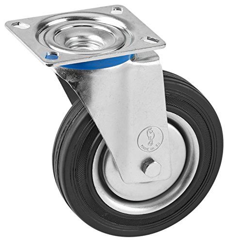 Metafranc Lenkrolle Ø 160 mm - 135 x 105 mm Platte - Vollgummi-Rad - Weiche Lauffläche - Rollenlager - 150 kg Tragkraft / Transportrolle / Möbelrolle / Schwerlastrolle / 800910 von Metafranc