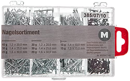 Metafranc Nagel-Sortiment 200 g - Drahtstifte & Kammzwecken im Set - Vorsortiert in praktischer Kunststoffbox - Geeignet für Haus, Werkstatt & Co. / Nagel-Set / Sortimentskasten / 947140 von Metafranc