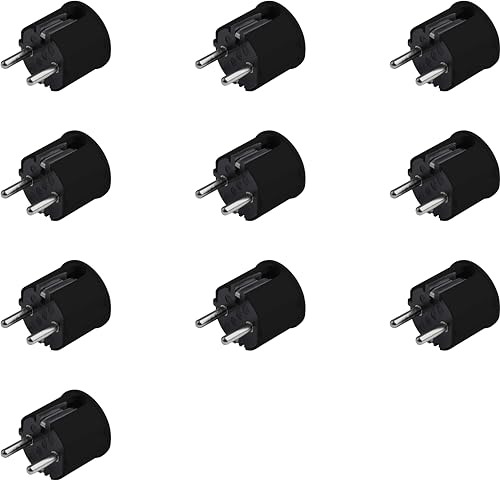 Meister Schutzkontakt-Stecker - 10 Stück - Kunststoff - schwarz - 250 V 16 A - Max. Kabelquerschnitt 2,5 mm² - IP20 Innenbereich - Seitliche Einführung/Schuko-Stecker mit Zugentlastung / 7421680 von Meister