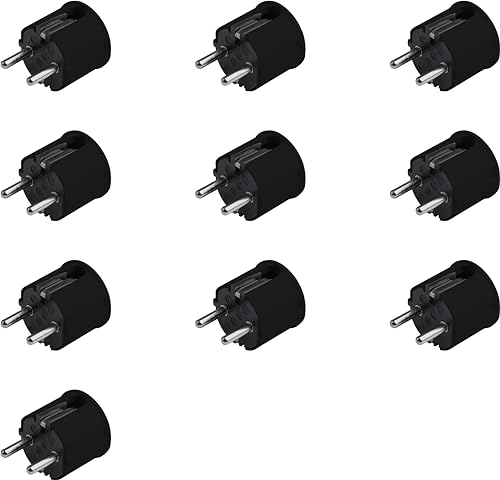 Meister Schutzkontakt-Stecker - 10 Stück - Kunststoff - schwarz - 250 V 16 A - Max. Kabelquerschnitt 2,5 mm² - IP20 Innenbereich - Seitliche Einführung / Schuko-Stecker mit Zugentlastung / 7421680 von Meister