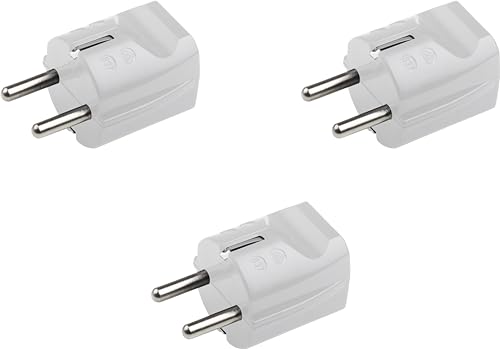 Meister Schutzkontakt-Stecker - 3 Stück - Kunststoff - weiß - 250 V - 16 A - Maximaler Kabelquerschnitt 2,5 mm² - IP20 Innenbereich - Gerade Einführung/Schuko-Stecker mit Zugentlastung / 7421600 von Meister