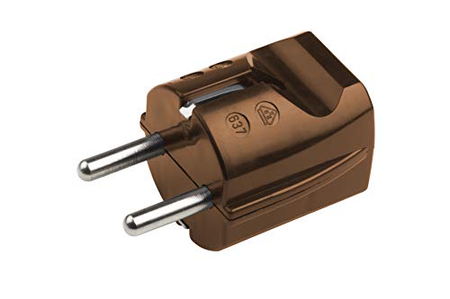 Meister Schutzkontakt-Stecker - Kunststoff - braun - 250 V - 16 A - Maximaler Kabelquerschnitt 2,5 mm² - IP20 Innenbereich - Gerade Einführung / Schuko-Stecker mit Zugentlastung / 7421050 von Meister