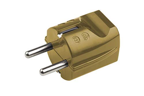 Meister Schutzkontakt-Stecker - Kunststoff - gold - 250 V - 16 A - Maximaler Kabelquerschnitt 2,5 mm² - IP20 Innenbereich - Gerade Einführung / Schuko-Stecker mit Zugentlastung / 7421060 von Meister